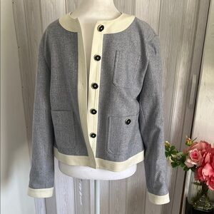 Tommy Hilfiger Gray and Cream Button-Up Blazer